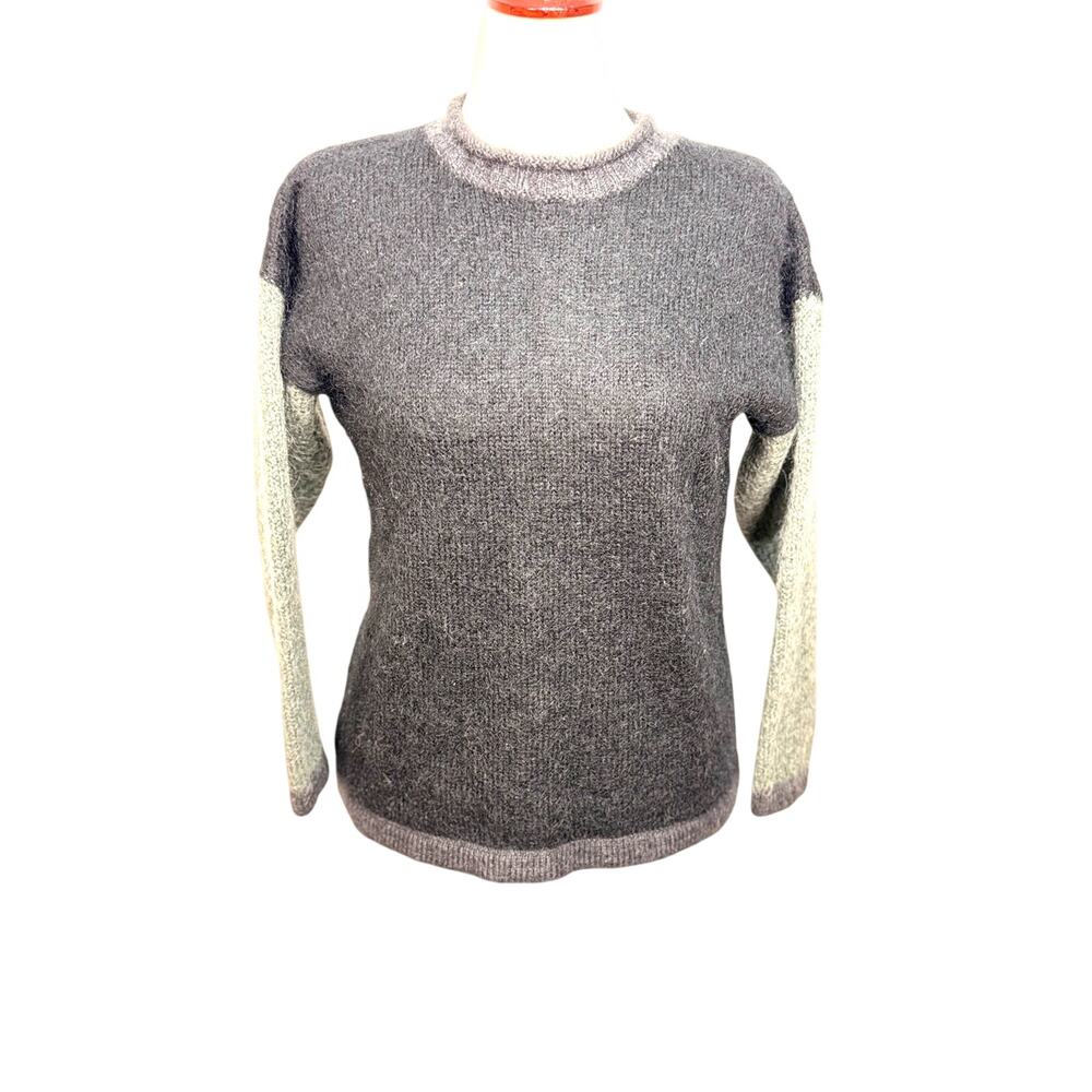 Vintage Esprit mohair blend sweater charcoal & light gray sleeves cozycore Sz M